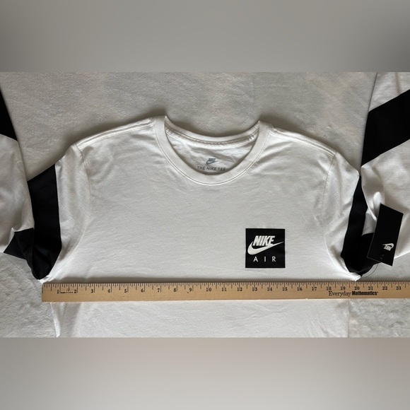 New Nike Air Shirt Long Sleeve White and Black Tee Athletic Cut Unisex Size M - Picture 5 of 10